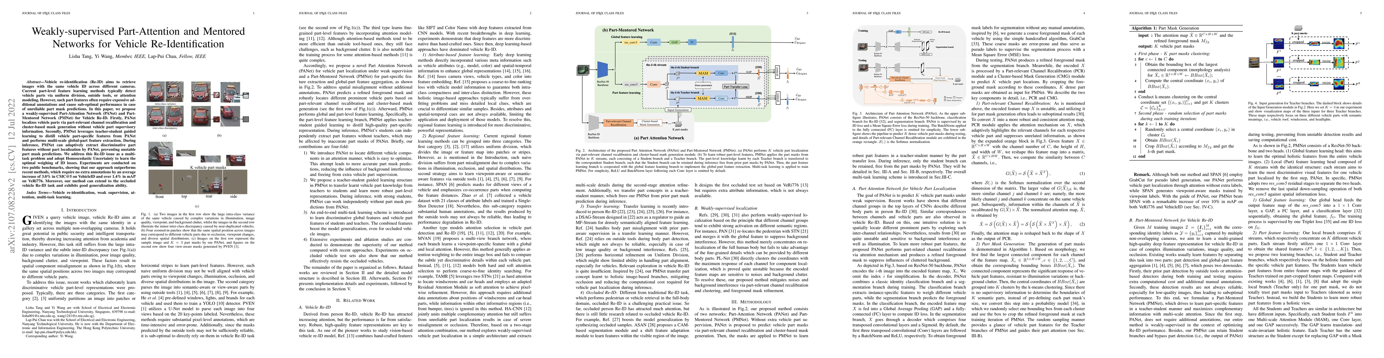 Thumbnail for Weakly-supervised Part-Attention and Mentored Networks for Vehicle
  Re-Identification