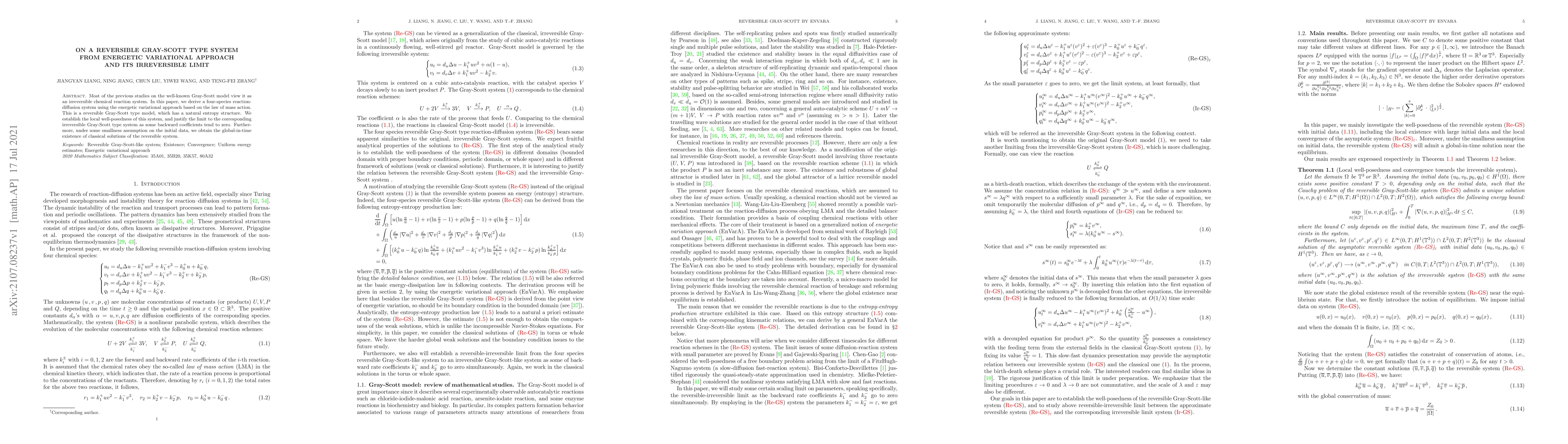 Thumbnail for On a Reversible Gray-Scott Type System from Energetic Variational
  Approach and Its Irreversible Limit