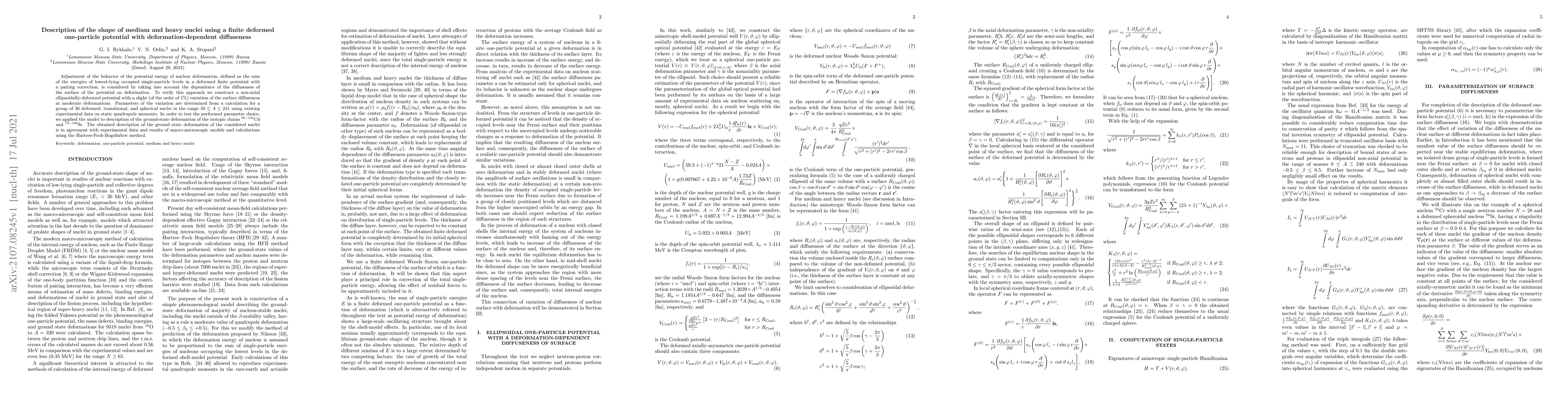 Thumbnail for Description of the shape of medium and heavy nuclei using a finite
  deformed one-particle potential with deformation-dependent diffuseness