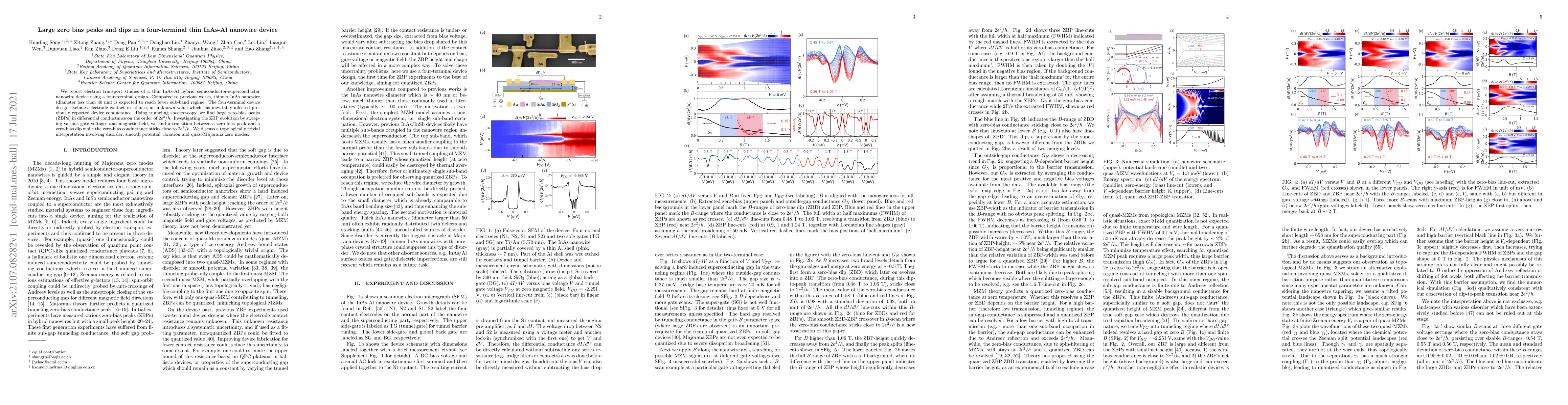 Thumbnail for Large zero bias peaks and dips in a four-terminal thin InAs-Al nanowire
  device