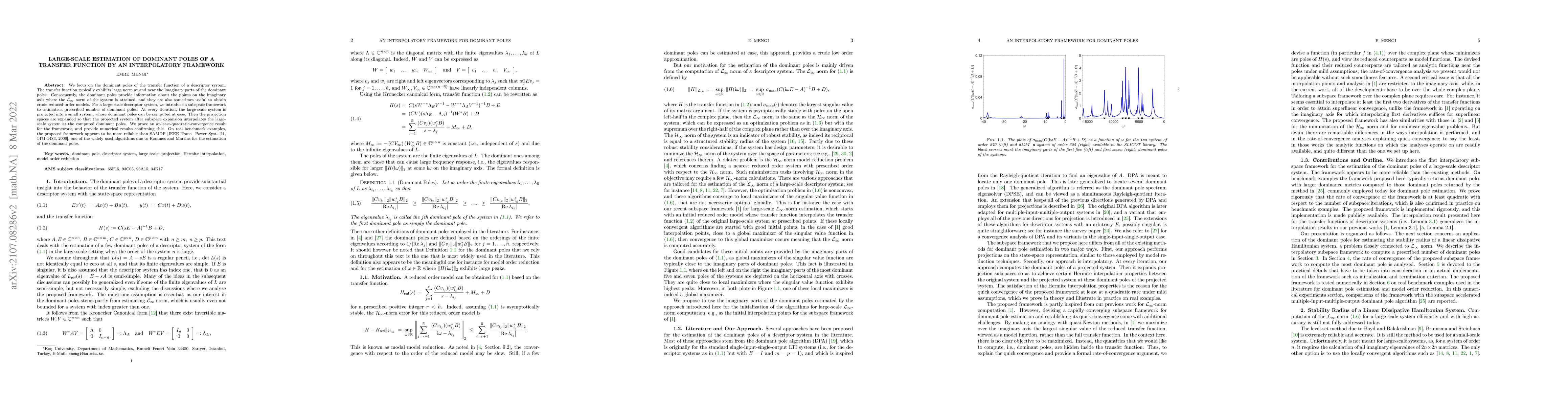 Thumbnail for Large-Scale Estimation of Dominant Poles of a Transfer Function by an
  Interpolatory Framework