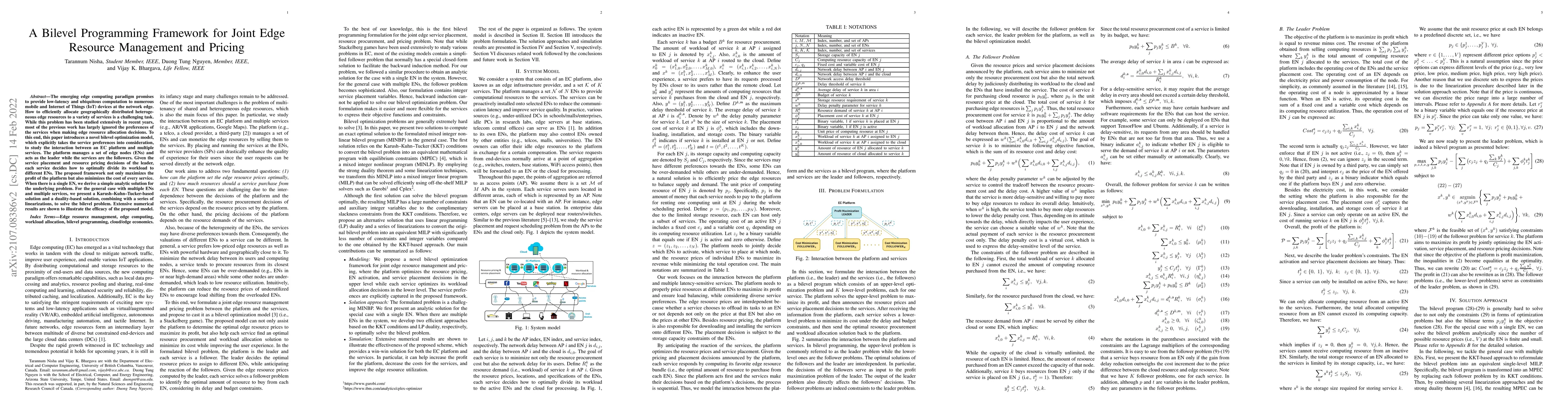 Thumbnail for A Bilevel Programming Framework for Joint Edge Resource Management and
  Pricing