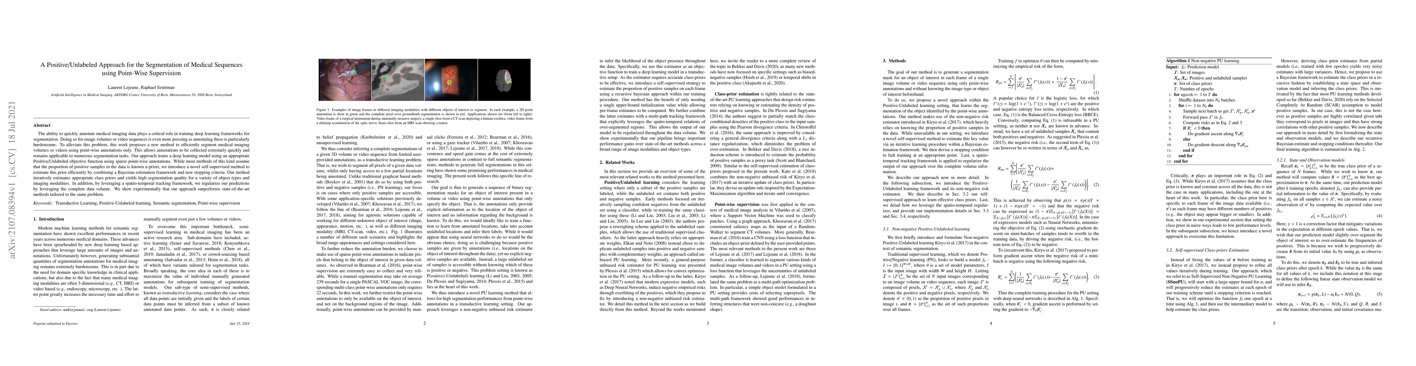 Thumbnail for A Positive/Unlabeled Approach for the Segmentation of Medical Sequences
  using Point-Wise Supervision