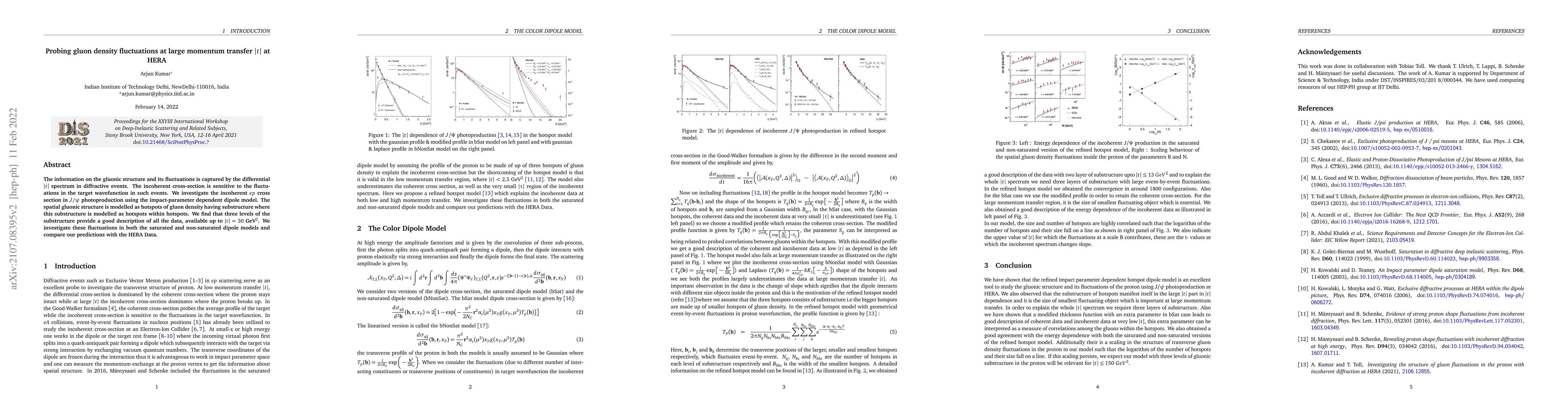 Thumbnail for Probing gluon density fluctuations at large momentum transfer $|t|$ at
  HERA