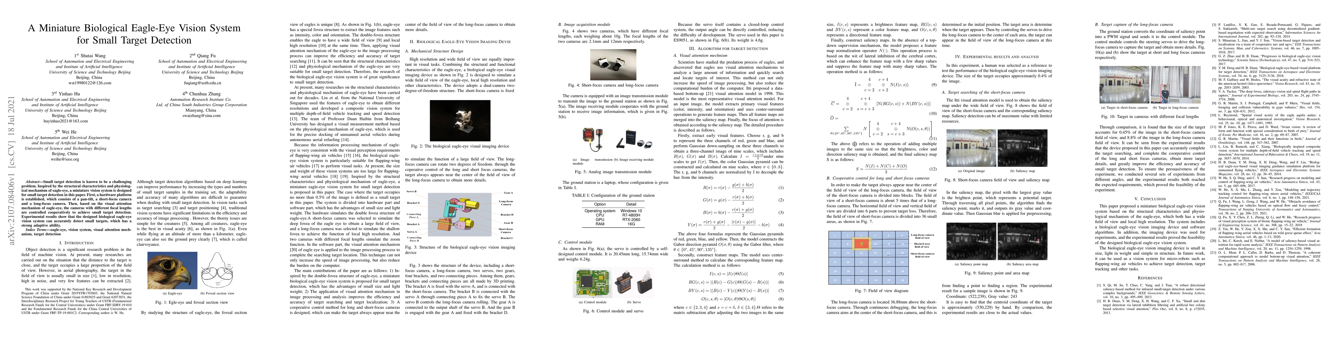 Thumbnail for A Miniature Biological Eagle-Eye Vision System for Small Target
  Detection