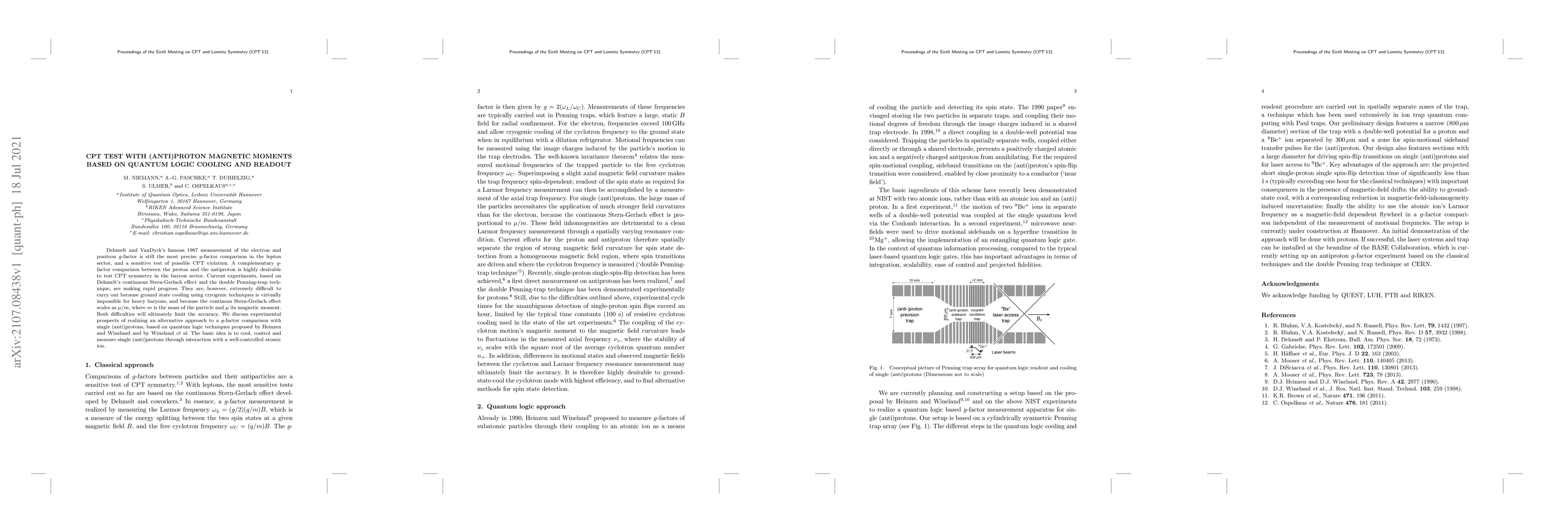 Thumbnail for CPT test with (anti-)proton magnetic moments based on quantum logic
  cooling and readout