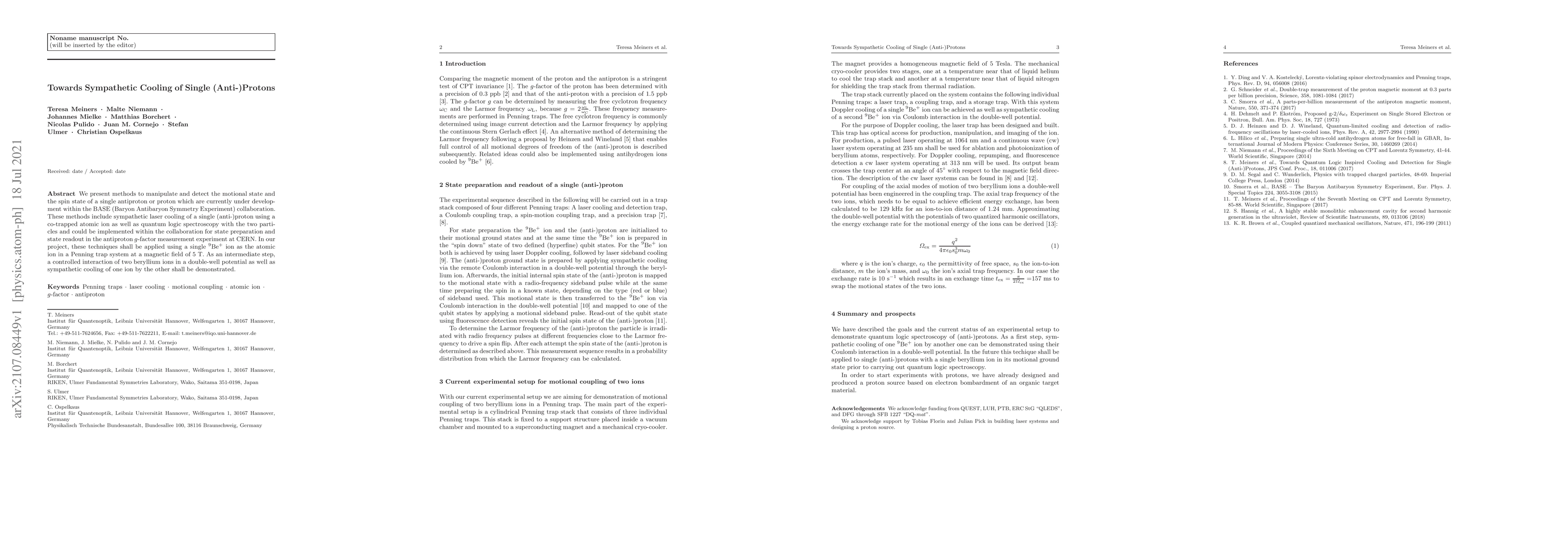 Thumbnail for Towards Sympathetic Cooling of Single (Anti-)Protons