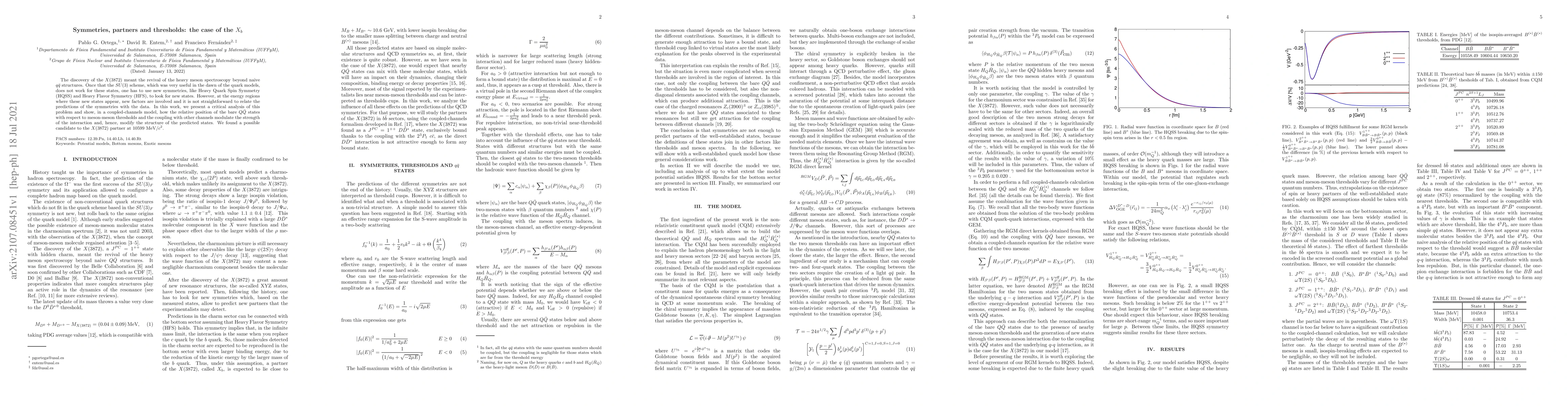 Thumbnail for Symmetries, partners and thresholds: the case of the $X_b$