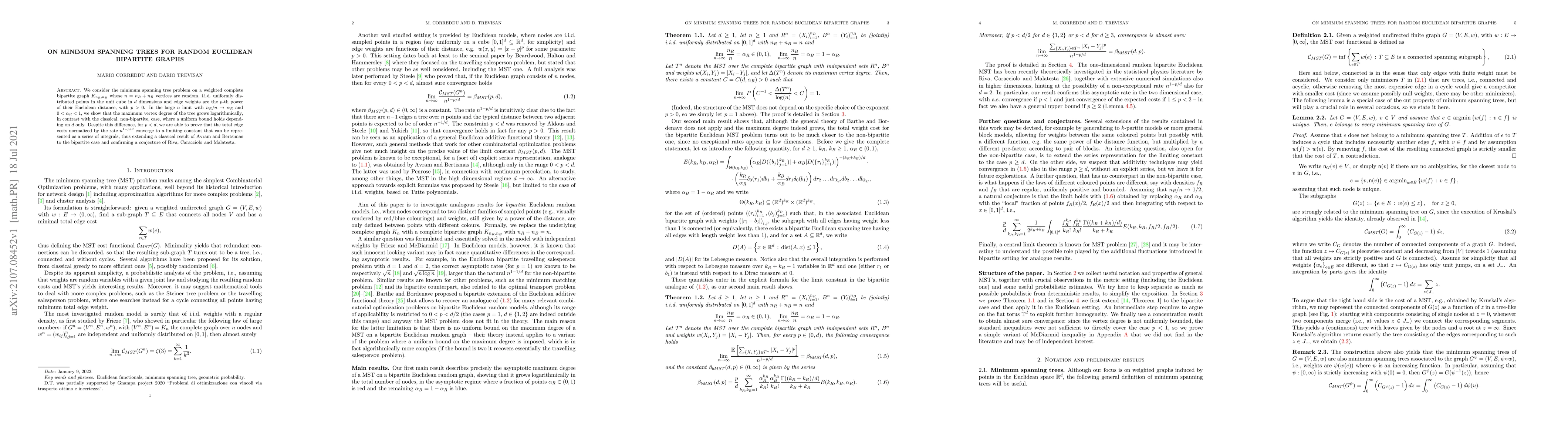 Thumbnail for On Minimum Spanning Trees for Random Euclidean Bipartite Graphs