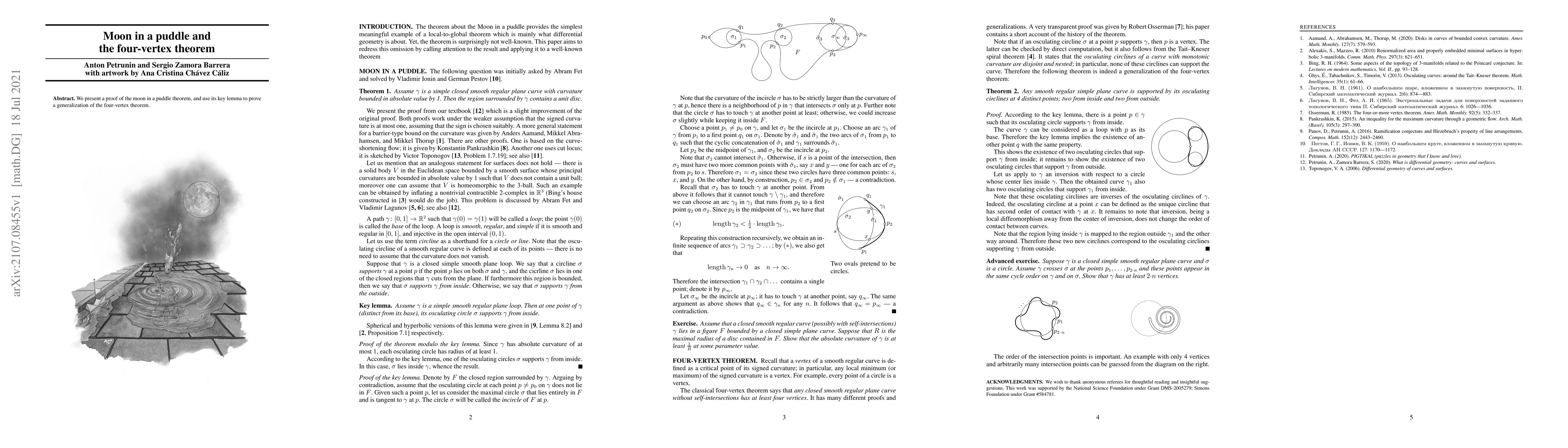 Thumbnail for Moon in a puddle and the four-vertex theorem