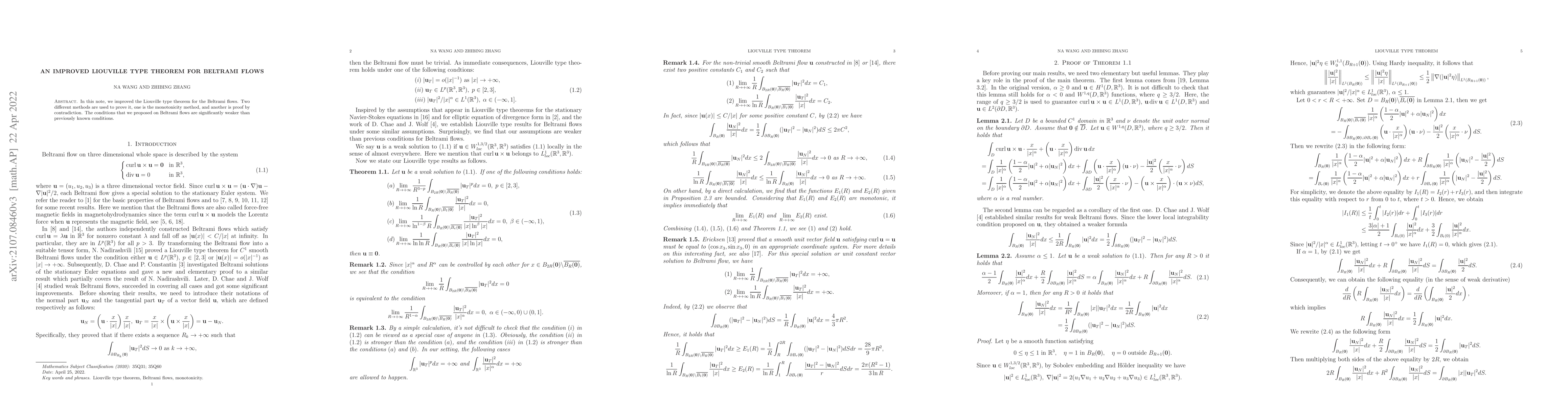 Thumbnail for An improved Liouville type theorem for Beltrami flows