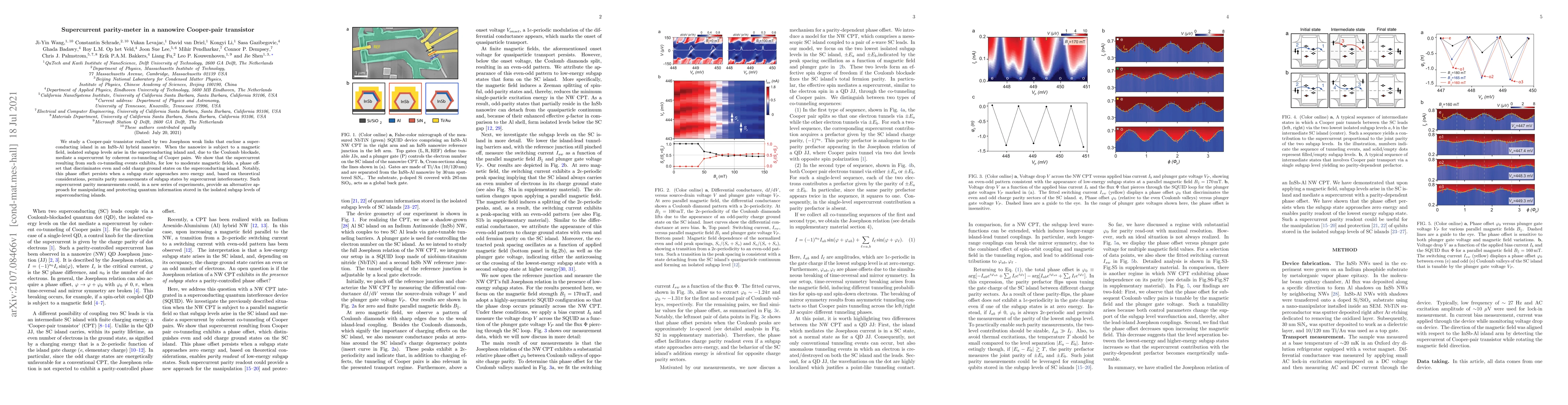 Thumbnail for Supercurrent parity-meter in a nanowire Cooper-pair transistor