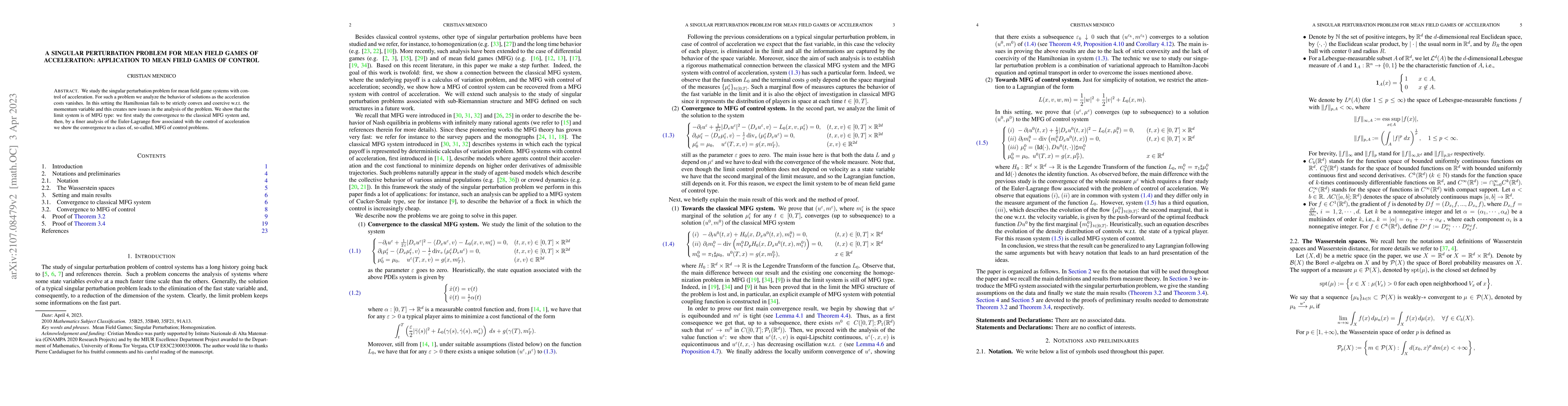 Thumbnail for A singular perturbation problem for mean field games of acceleration:
  application to mean field games of control