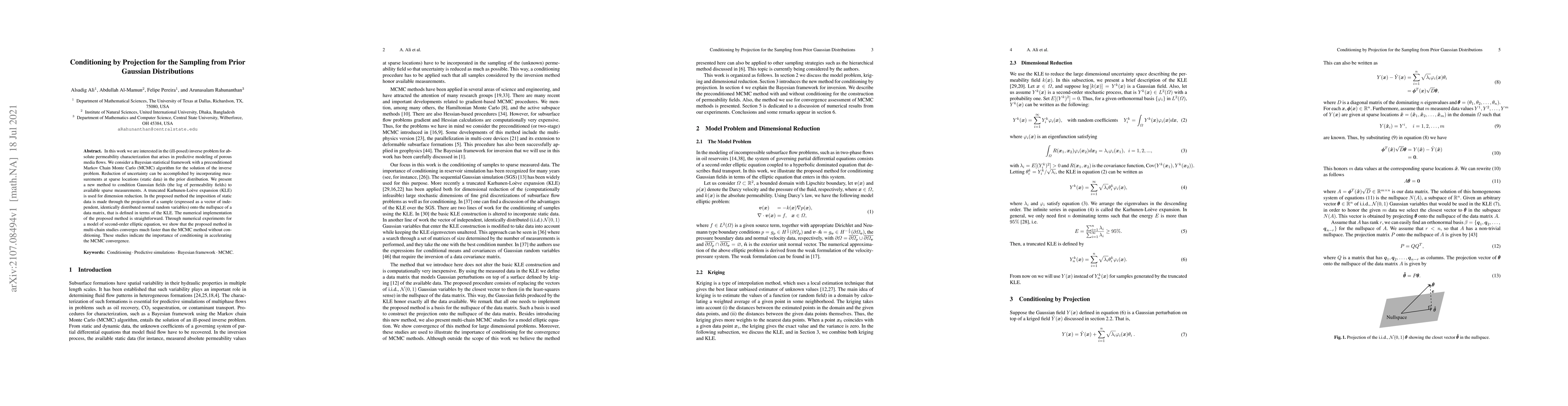 Thumbnail for Conditioning by Projection for the Sampling from Prior Gaussian
  Distributions
