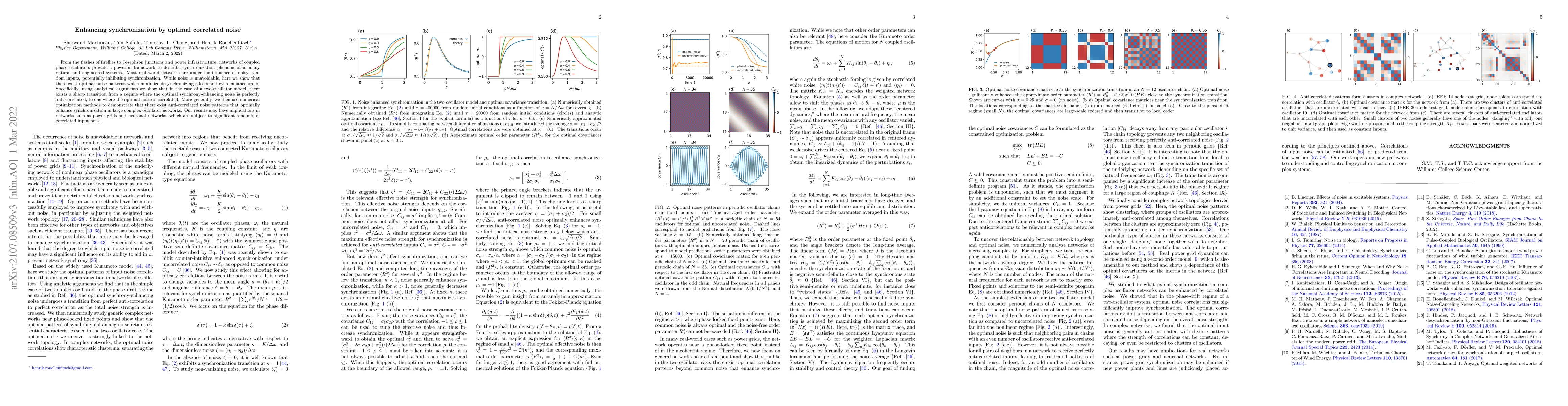Thumbnail for Enhancing synchronization by optimal correlated noise