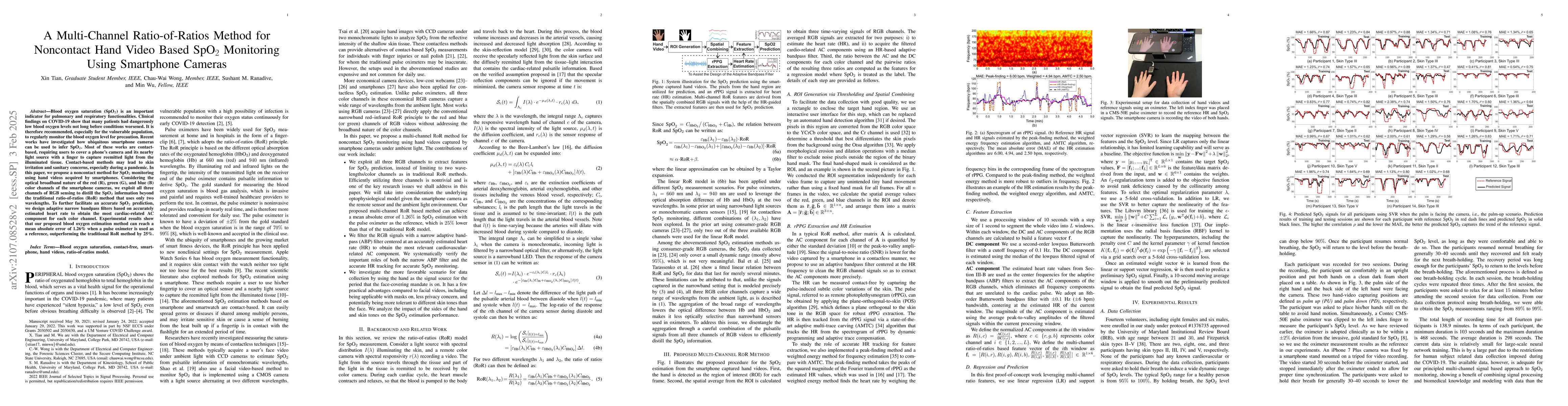 Thumbnail for A Multi-Channel Ratio-of-Ratios Method for Noncontact Hand Video Based
  SpO$_2$ Monitoring Using Smartphone Cameras