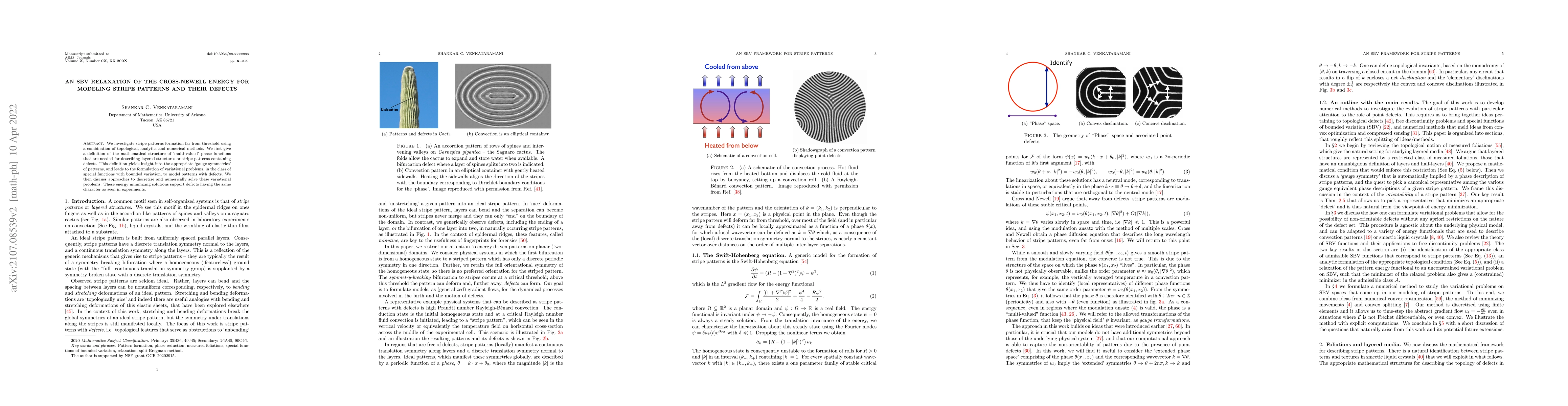 Thumbnail for An SBV relaxation of the Cross-Newell energy for modeling stripe
  patterns and their defects