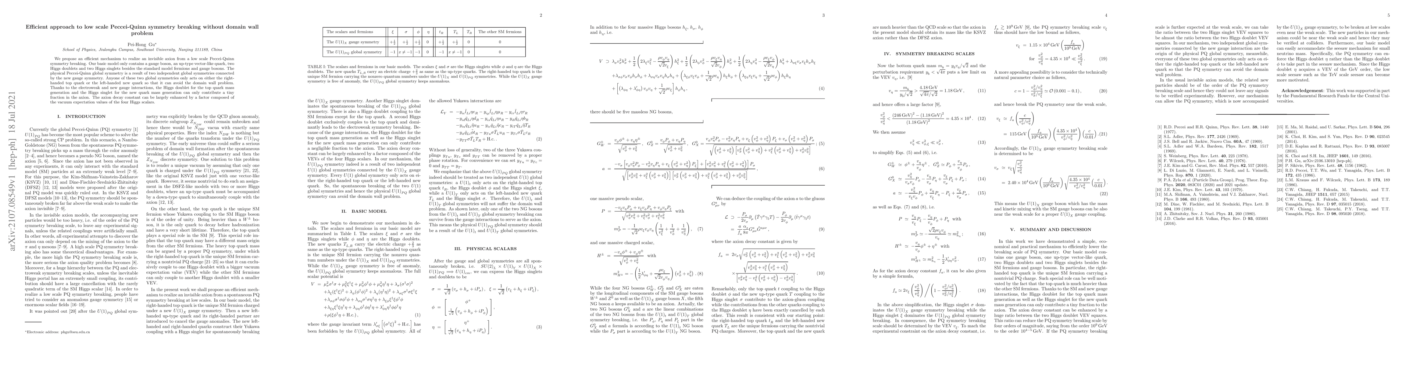 Thumbnail for Efficient approach to low scale Peccei-Quinn symmetry breaking without
  domain wall problem