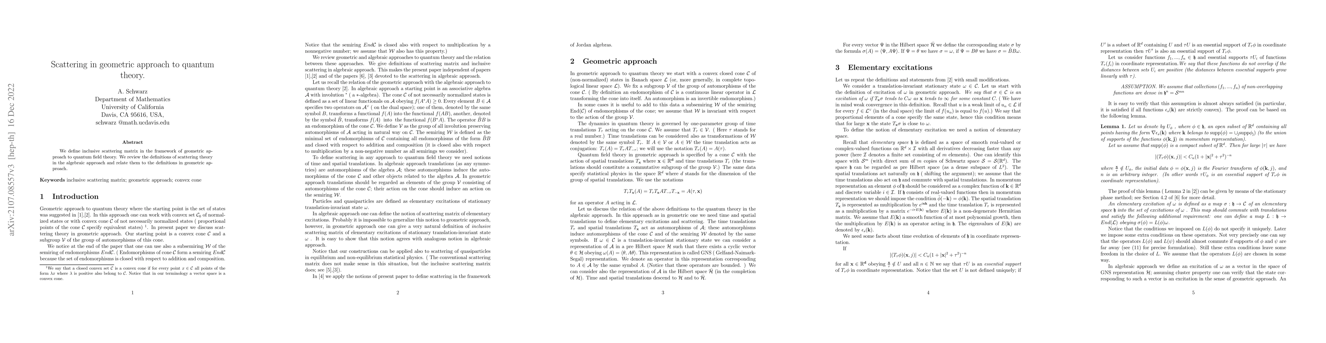 Thumbnail for Scattering in geometric approach to quantum theory