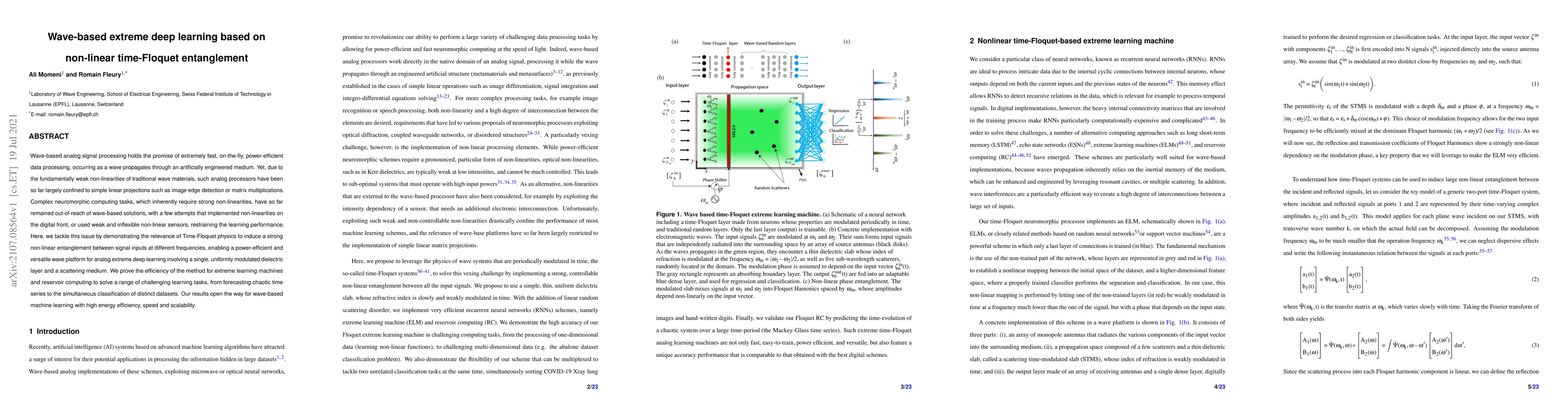 Thumbnail for Wave-based extreme deep learning based on non-linear time-Floquet
  entanglement