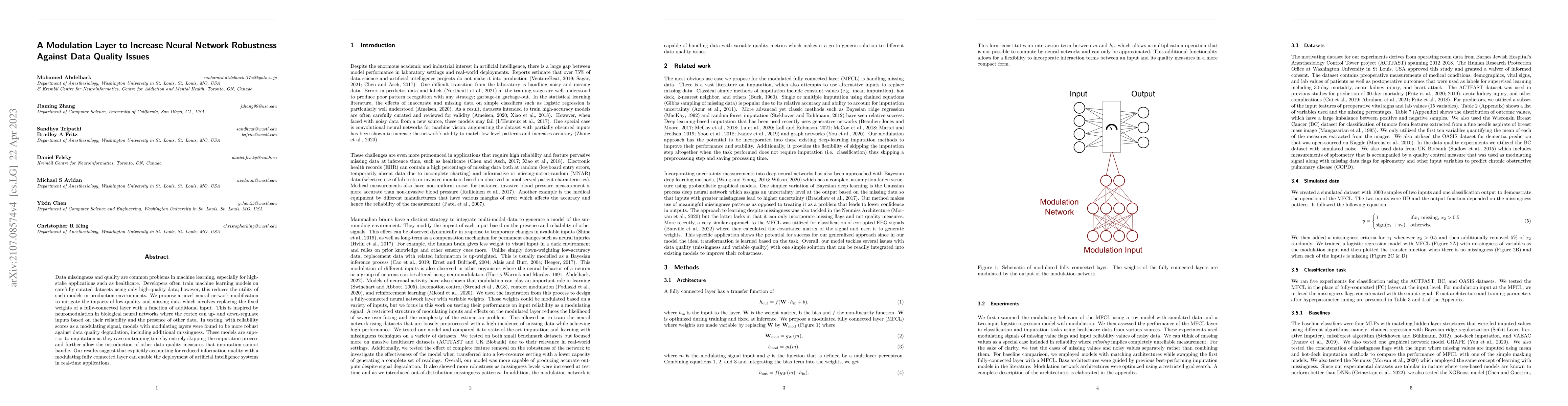 Thumbnail for A Modulation Layer to Increase Neural Network Robustness Against Data
  Quality Issues