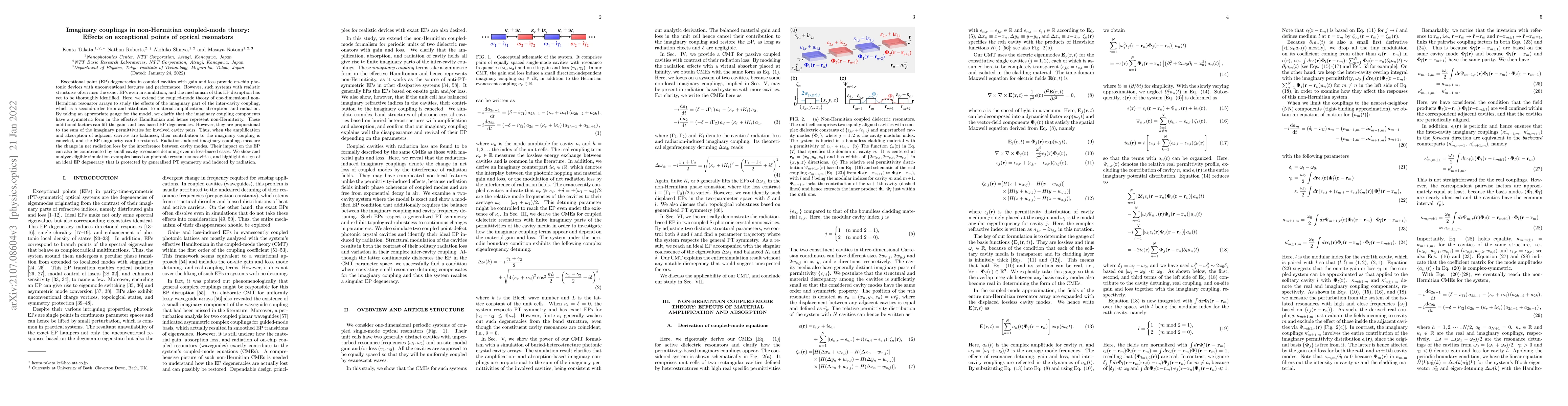 Thumbnail for Imaginary couplings in non-Hermitian coupled-mode theory: Effects on
  exceptional points of optical resonators