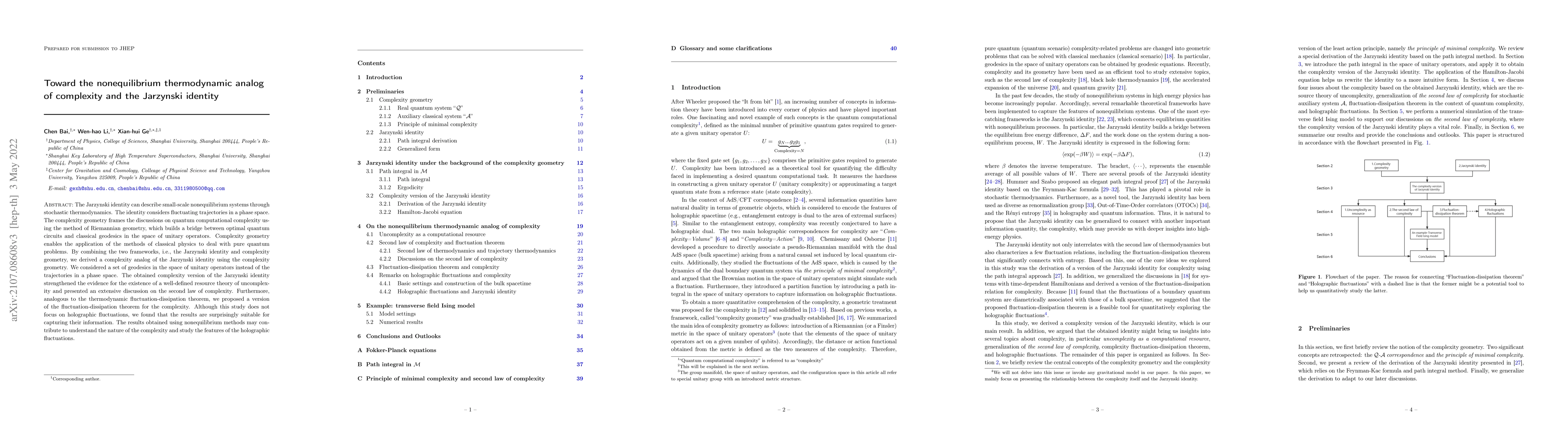 Thumbnail for Toward the nonequilibrium thermodynamic analog of complexity and the
  Jarzynski identity