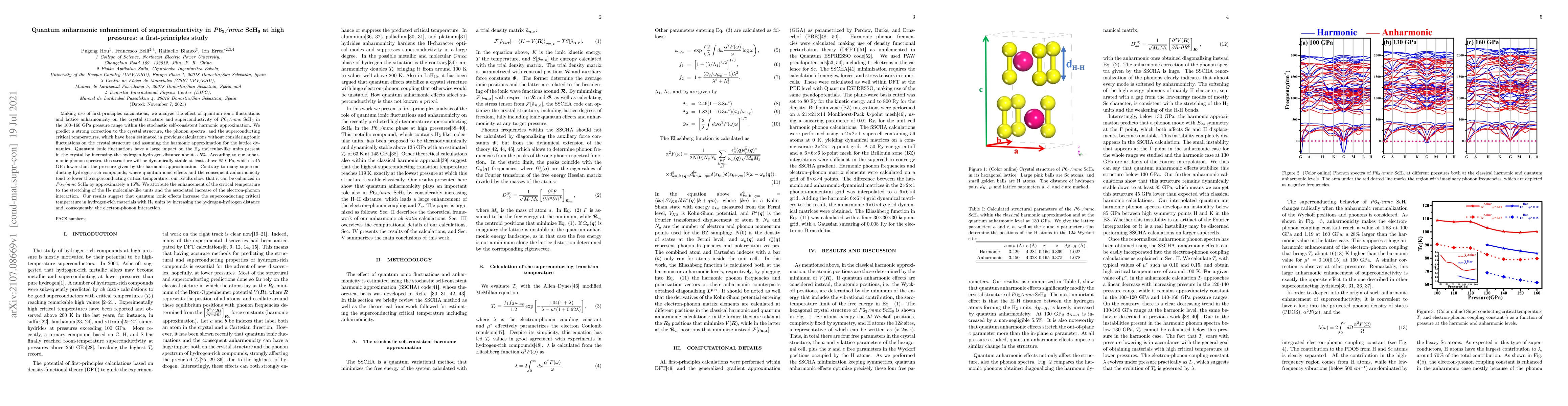 Thumbnail for Quantum anharmonic enhancement of superconductivity in $P6_3/mmc$
  ScH$_6$ at high pressures: a first-principles study