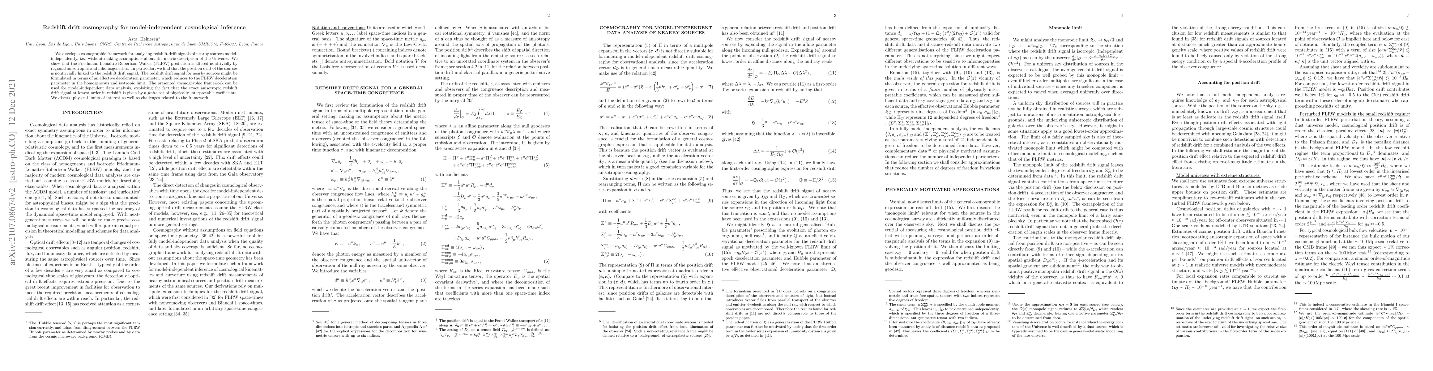 Thumbnail for Redshift drift cosmography for model-independent cosmological inference