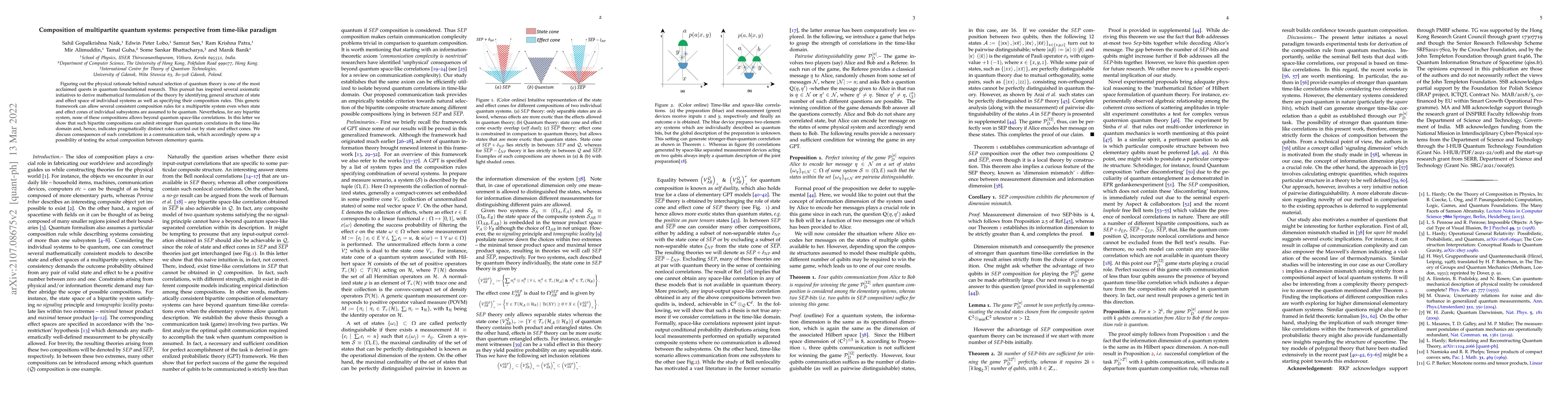 Thumbnail for Composition of multipartite quantum systems: perspective from time-like
  paradigm