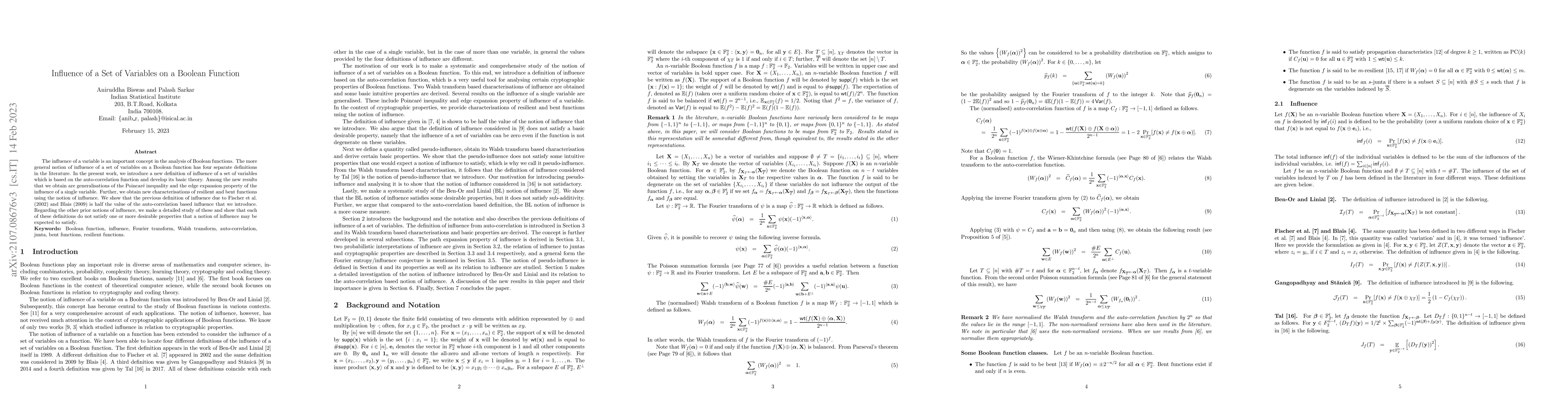 Thumbnail for Influence of a Set of Variables on a Boolean Function