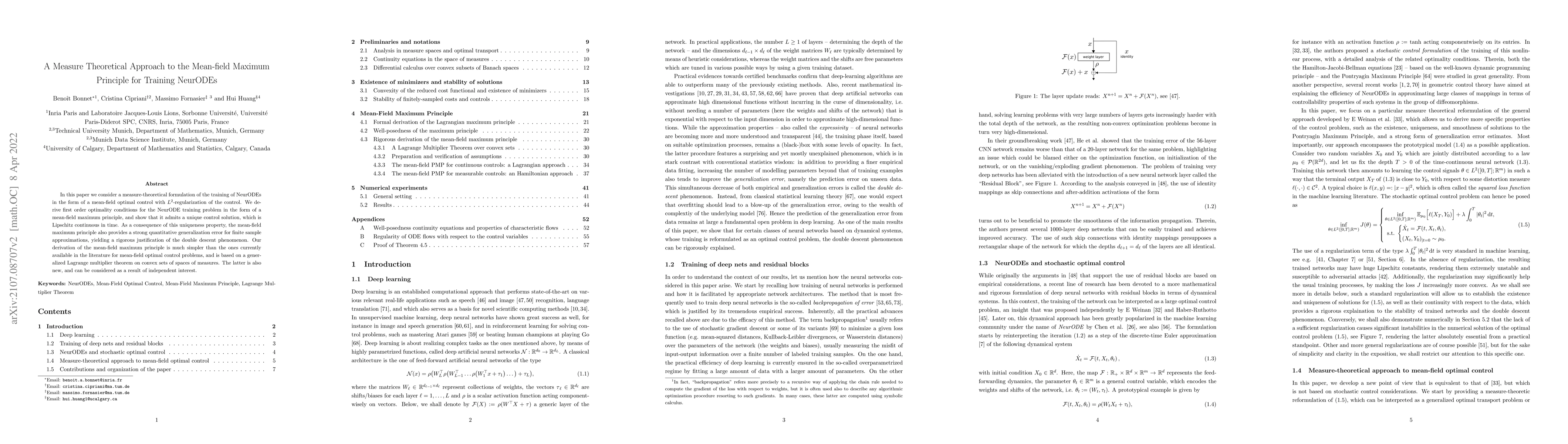 Thumbnail for A Measure Theoretical Approach to the Mean-field Maximum Principle for
  Training NeurODEs