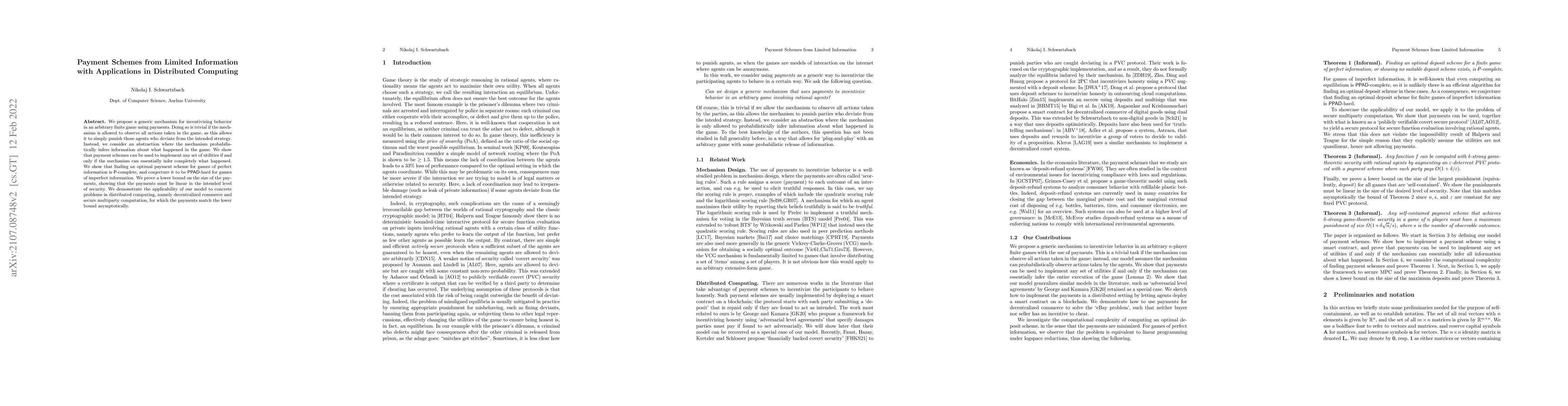 Thumbnail for Payment Schemes from Limited Information with Applications in
  Distributed Computing