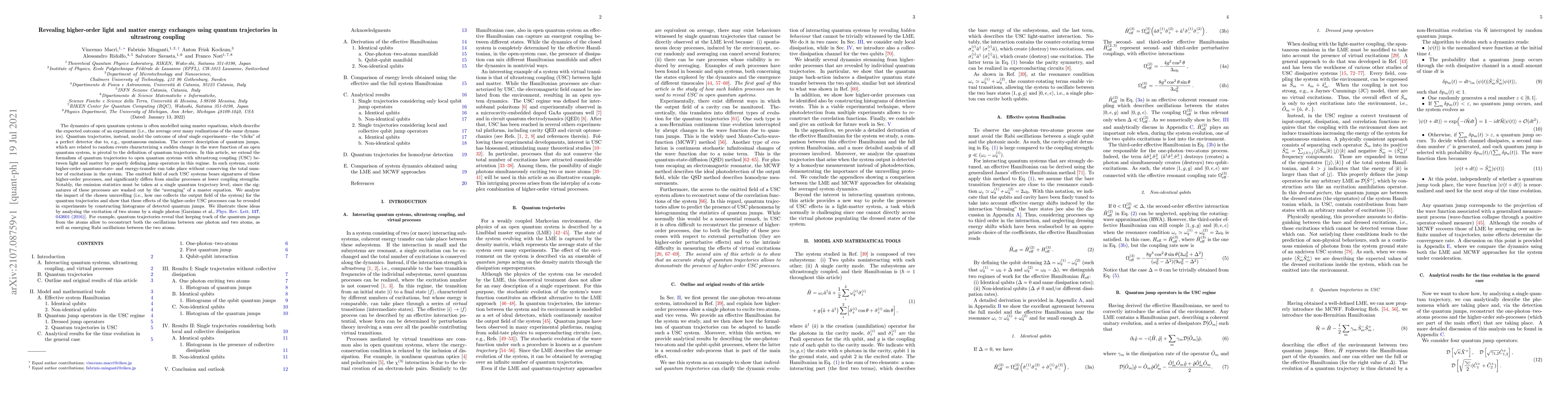Thumbnail for Revealing higher-order light and matter energy exchanges using quantum
  trajectories in ultrastrong coupling
