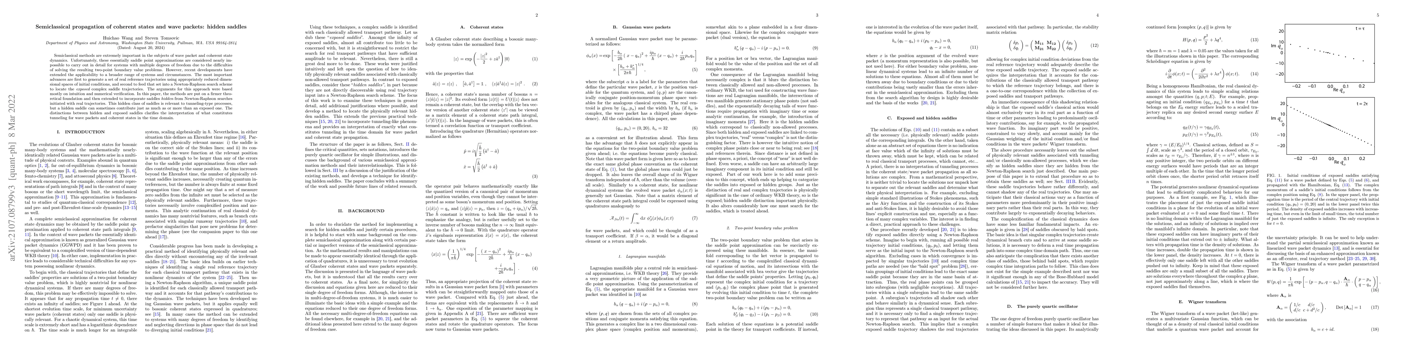 Thumbnail for Semiclassical propagation of coherent states and wave packets: hidden
  saddles
