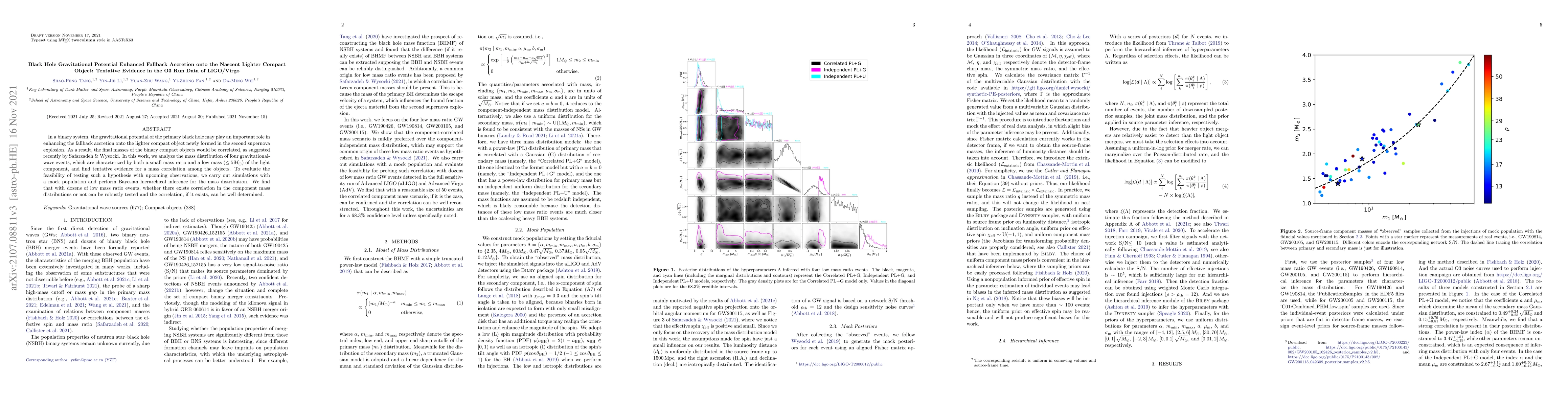 Thumbnail for Black Hole Gravitational Potential Enhanced Fallback Accretion onto the
  Nascent Lighter Compact Object: Tentative Evidence in the O3 Run Data of
  LIGO/Virgo