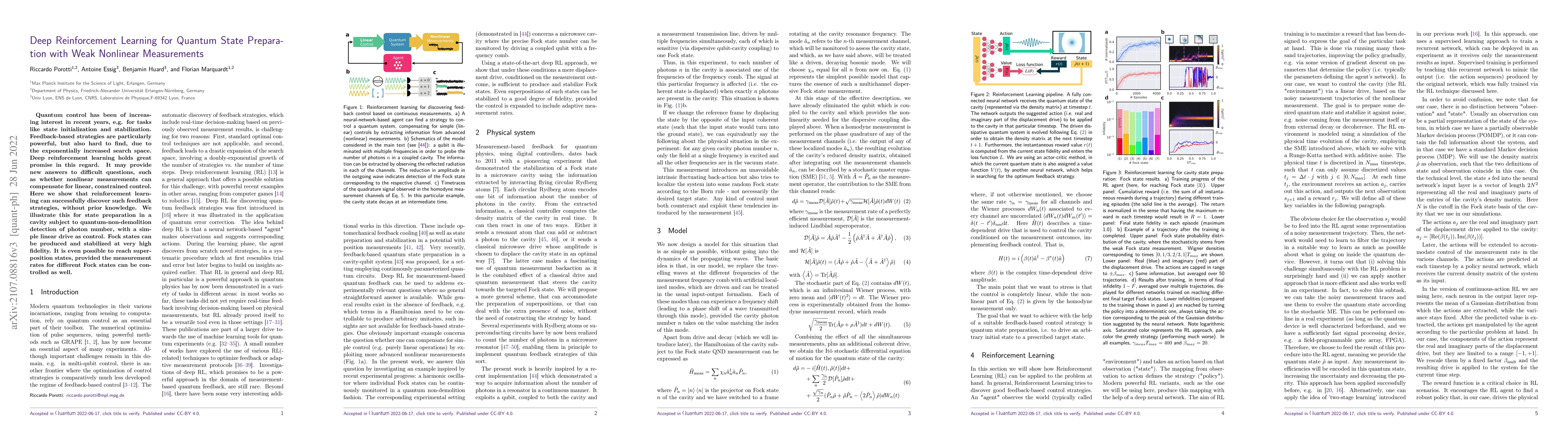 Thumbnail for Deep Reinforcement Learning for Quantum State Preparation with Weak
  Nonlinear Measurements