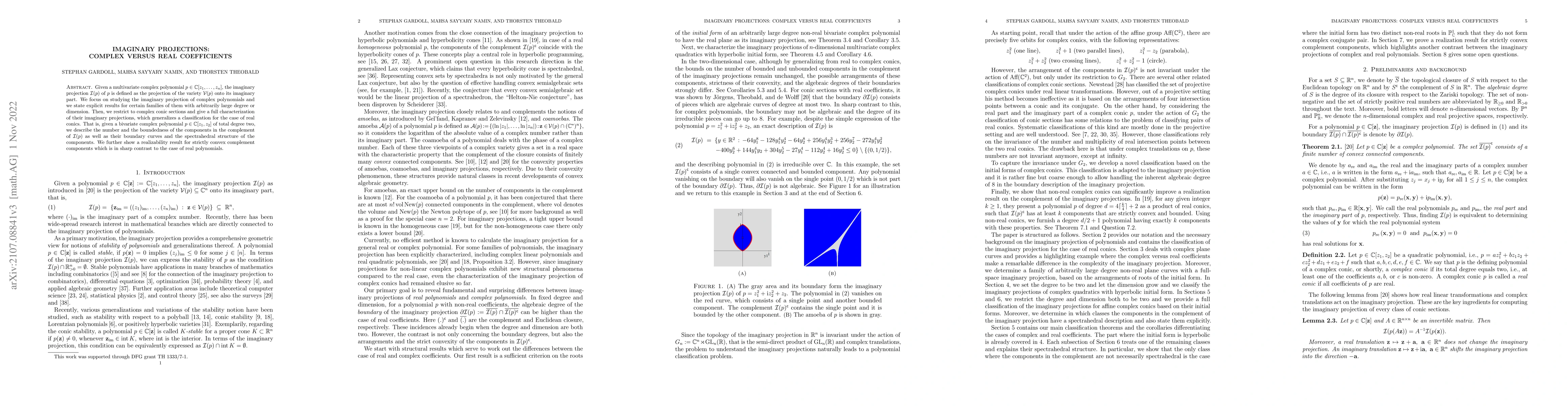 Thumbnail for Imaginary Projections: Complex Versus Real Coefficients