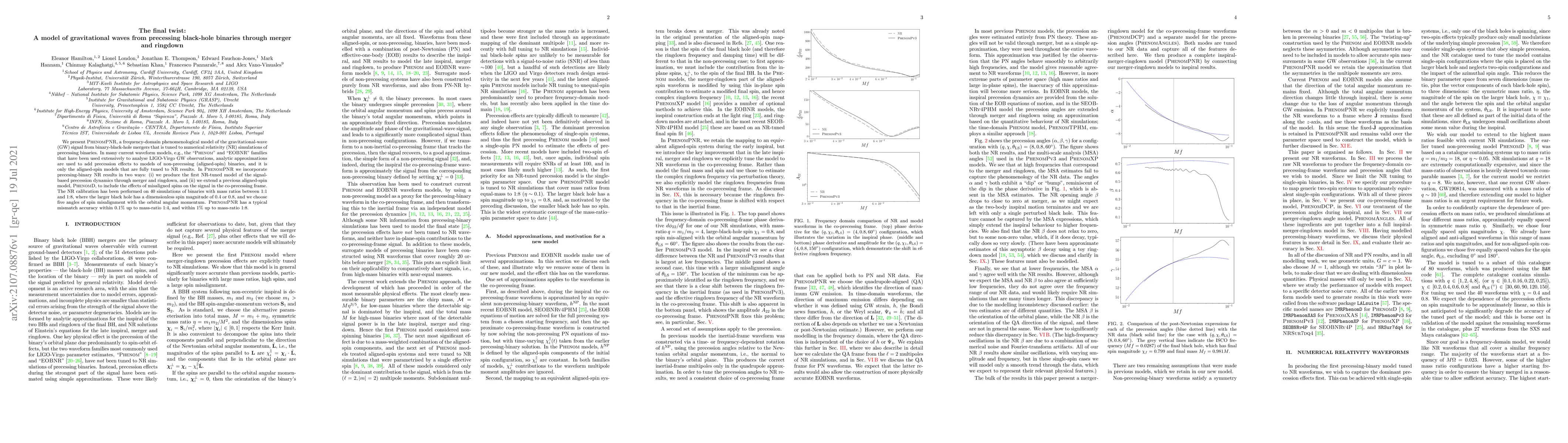 Thumbnail for The final twist: A model of gravitational waves from precessing
  black-hole binaries through merger and ringdown
