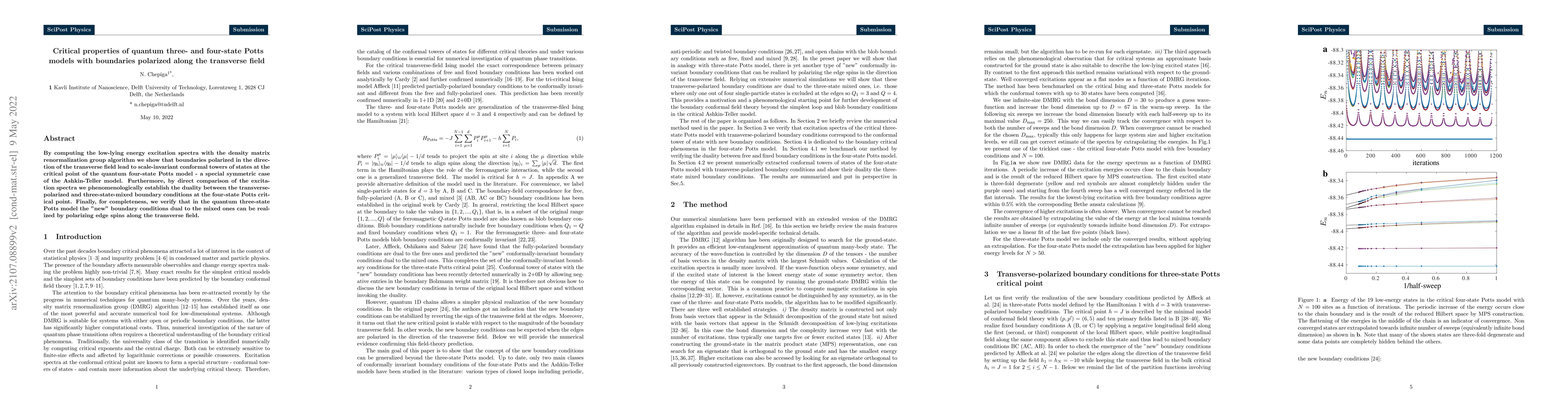 Thumbnail for Critical properties of quantum three- and four-state Potts models with
  boundaries polarized along the transverse field