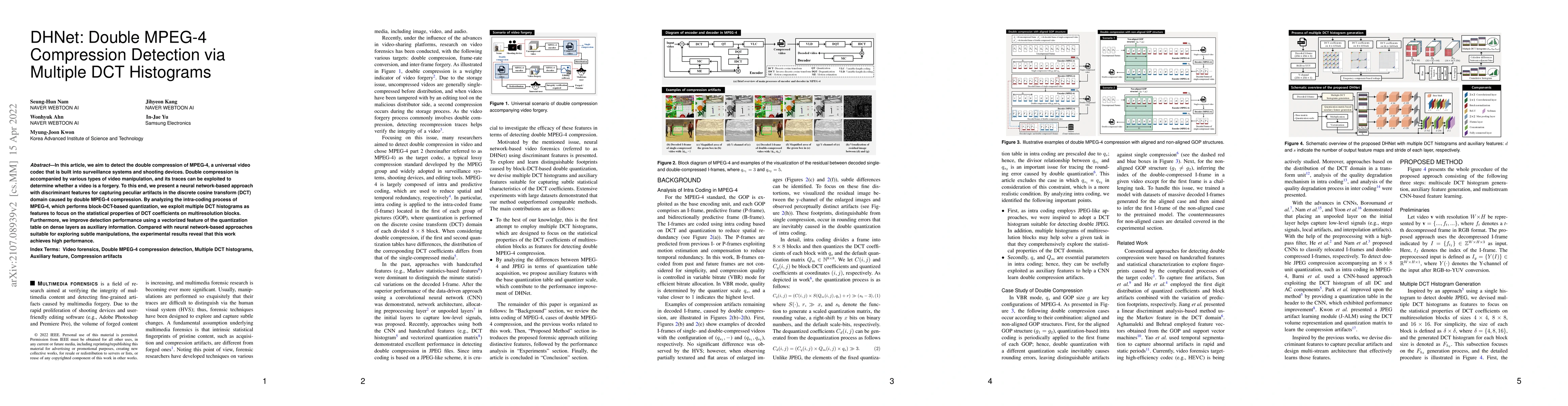 Thumbnail for DHNet: Double MPEG-4 Compression Detection via Multiple DCT Histograms