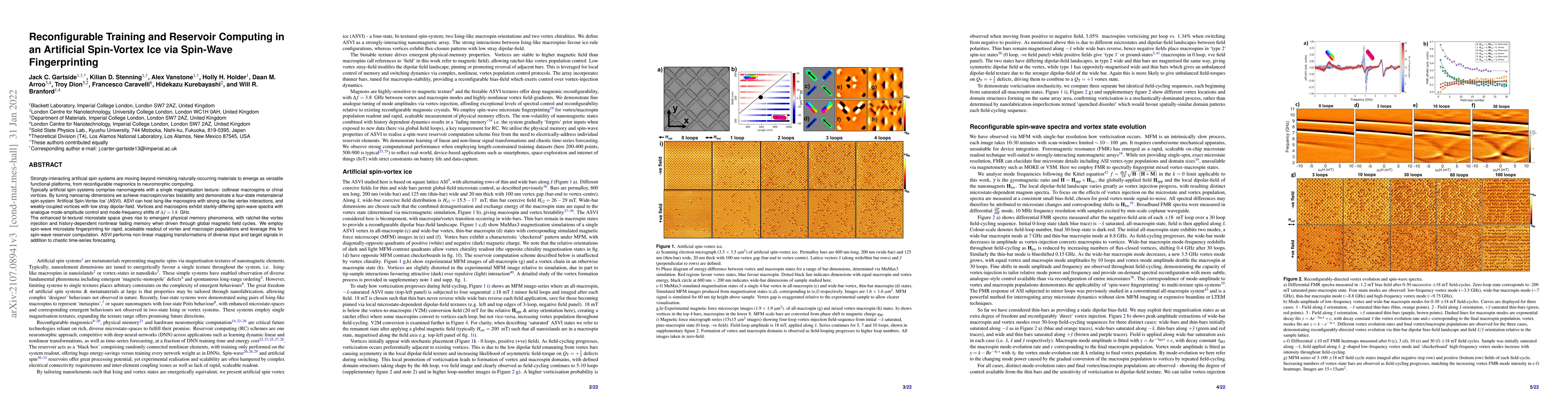Thumbnail for Reconfigurable Training and Reservoir Computing in an Artificial
  Spin-Vortex Ice via Spin-Wave Fingerprinting