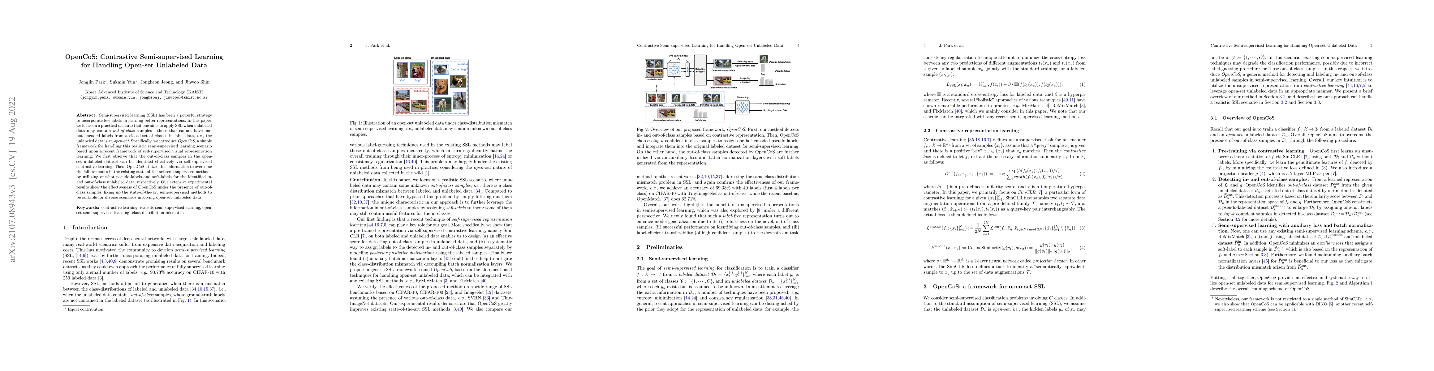Thumbnail for OpenCoS: Contrastive Semi-supervised Learning for Handling Open-set
  Unlabeled Data