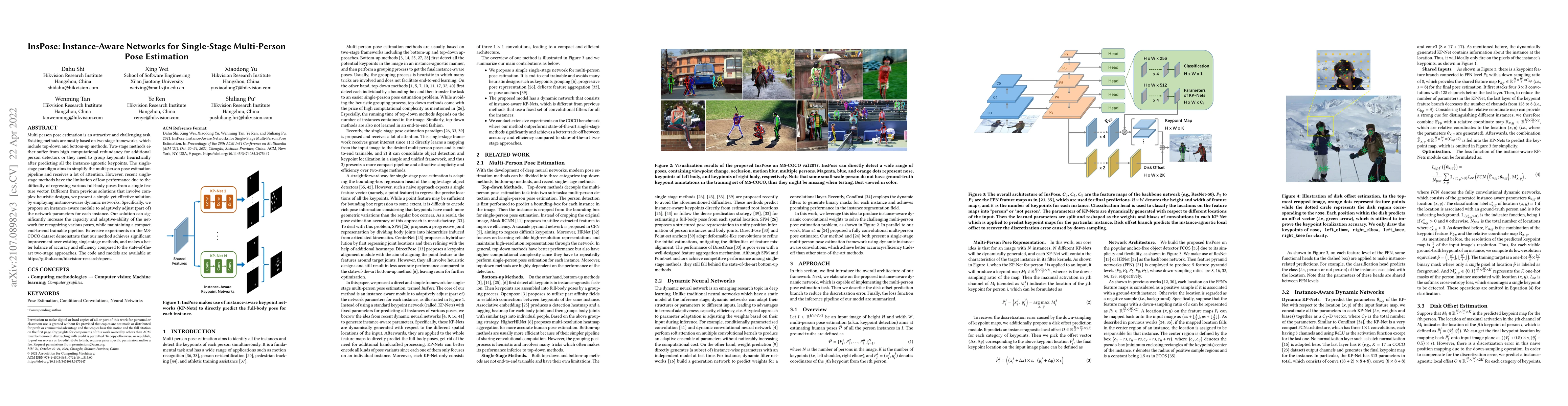 Thumbnail for InsPose: Instance-Aware Networks for Single-Stage Multi-Person Pose
  Estimation