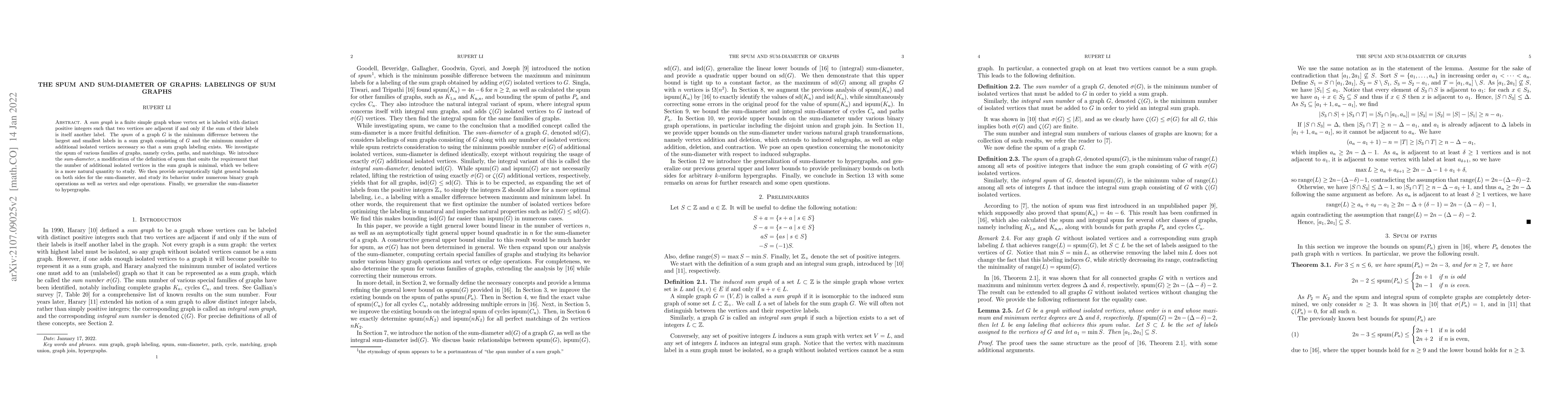 Thumbnail for The Spum and Sum-diameter of Graphs: Labelings of Sum Graphs