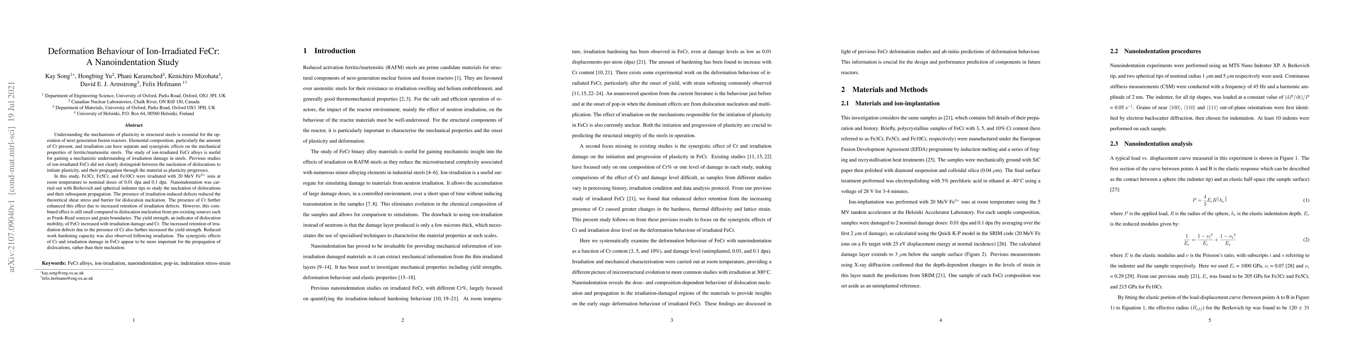 Thumbnail for Deformation Behaviour of Ion-Irradiated FeCr: A Nanoindentation Study