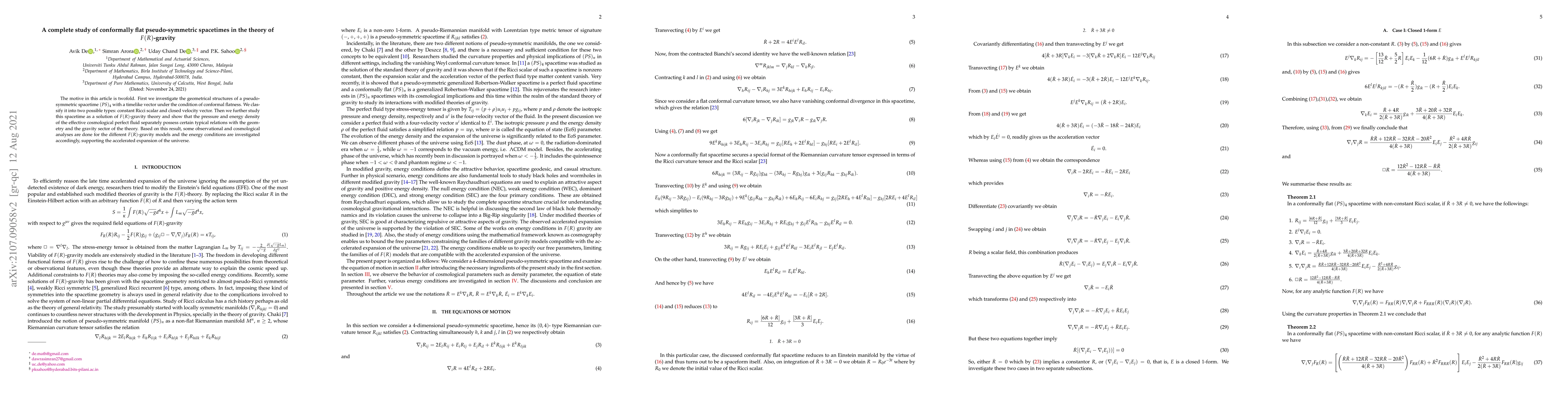 Thumbnail for A complete study of conformally flat pseudo-symmetric spacetimes in the
  theory of F(R)-gravity