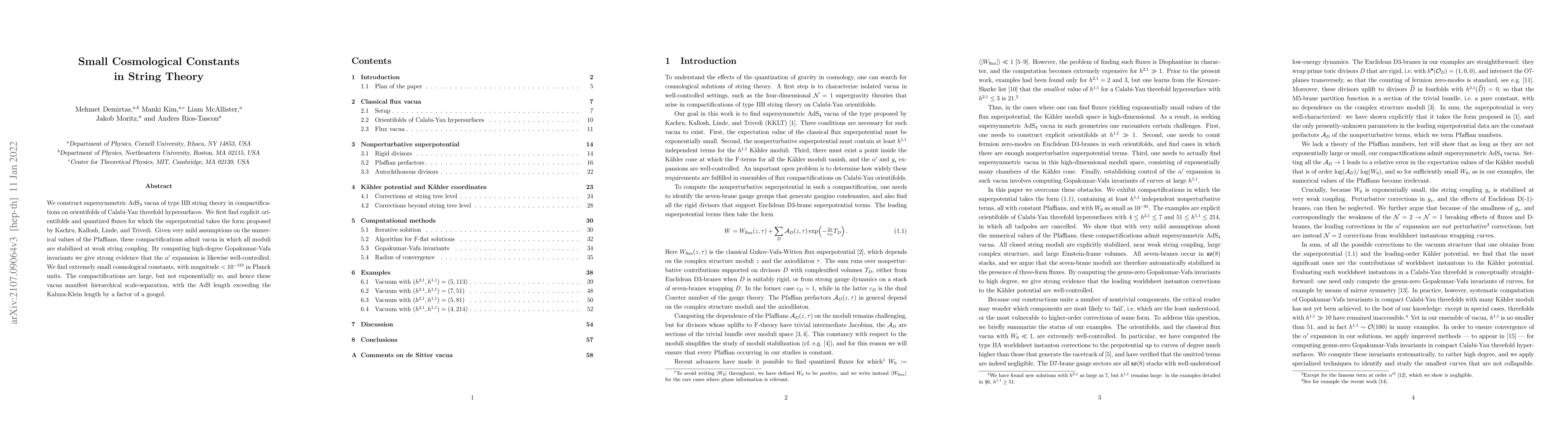 Thumbnail for Small Cosmological Constants in String Theory