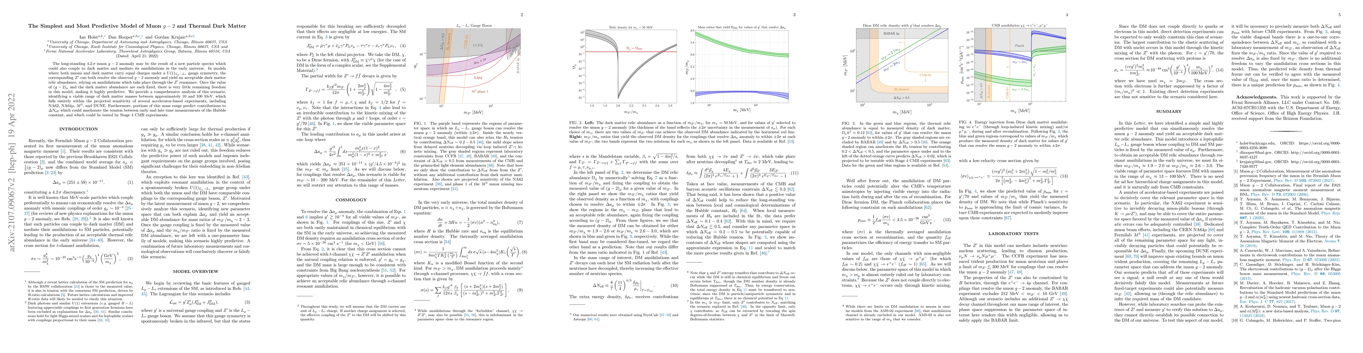Thumbnail for The Simplest and Most Predictive Model of Muon $g-2$ and Thermal Dark
  Matter