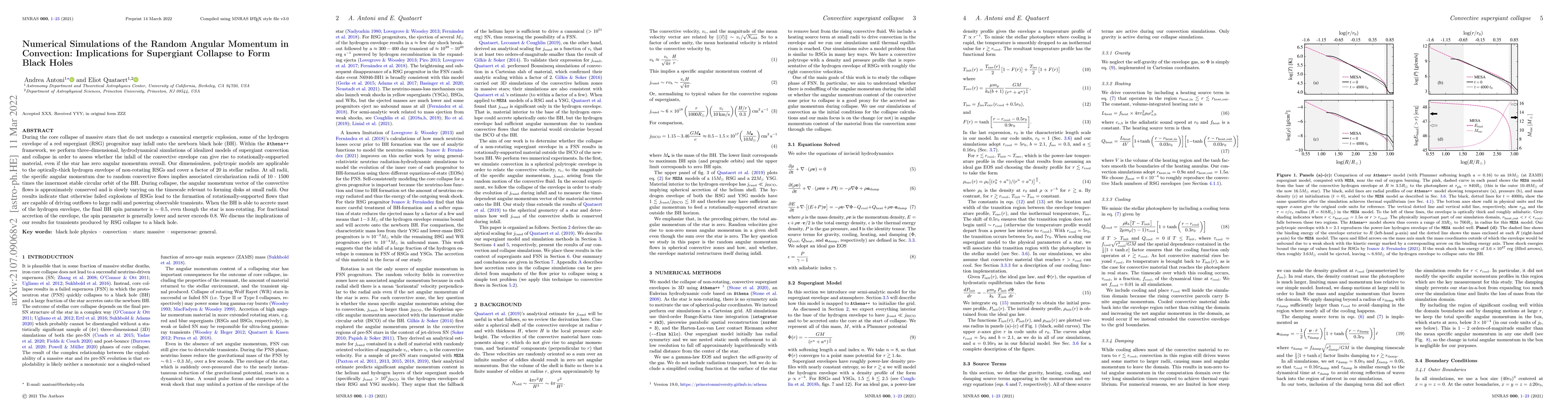 Thumbnail for Numerical Simulations of the Random Angular Momentum in Convection:
  Implications for Supergiant Collapse to Form Black Holes